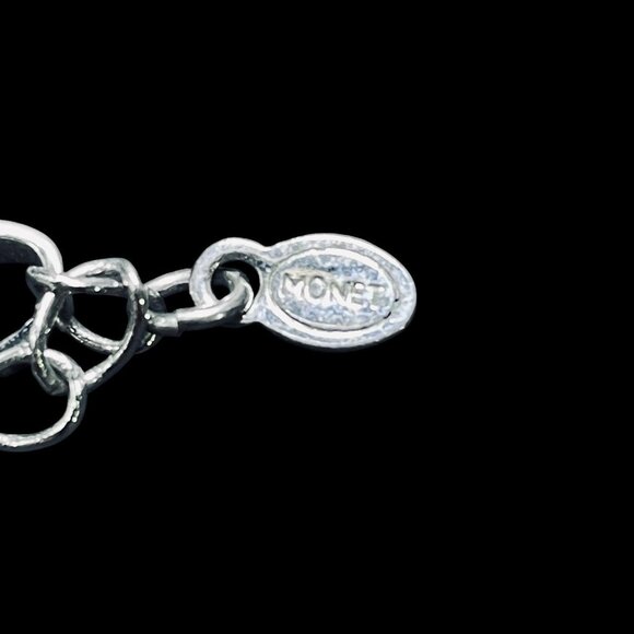 Monet Vintage Necklace Pink Orange Carved Glass Teardrop Pendant Statement - Picture 7 of 7